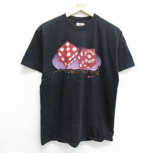 M/古着 ナイキ NIKE 半袖 ビンテージ Tシャツ メンズ 00s ワンポイントロゴ ラスベガス サイコロ コットン クルーネック 黒 ブラック 24mar