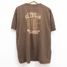 XL/古着 ヘインズ 半袖 ビンテージ ロック バンド Tシャツ メンズ 00s エリッククラプトン 大きいサイズ コットン クルーネック 茶 ブラウ_画像2