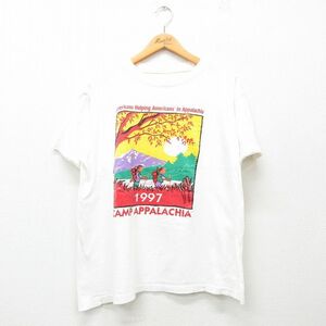 XL/古着 半袖 ビンテージ Tシャツ メンズ 90s キャンプ クルーネック 白 ホワイト 24mar05 中古