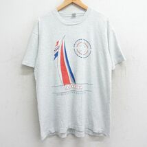 XL/古着 フルーツオブザルーム 半袖 ビンテージ Tシャツ メンズ 90s ヨット レガッタ 大きいサイズ クルーネック 薄グレー 霜降り 24mar05_画像1