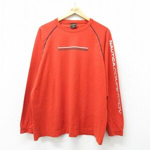 XL/古着 ノーティカ 長袖 ブランド Tシャツ メンズ コンペティション 大きいサイズ ラグラン オレンジ 24mar06 中古