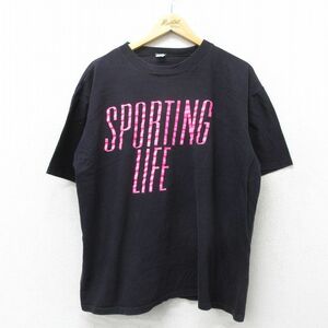 XL/古着 半袖 ビンテージ Tシャツ メンズ 90s SPORTING LIFE クルーネック 黒 ブラック 24mar06 中古