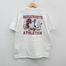 XL/古着 ヘインズ 半袖 ビンテージ Tシャツ メンズ 00s UMASS マサチューセッツ コットン クルーネック 白 ホワイト 24mar06 中古_画像1