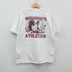 XL/古着 ヘインズ 半袖 ビンテージ Tシャツ メンズ 00s UMASS マサチューセッツ コットン クルーネック 白 ホワイト 24mar06 中古