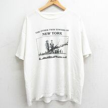 XL/古着 半袖 ビンテージ Tシャツ メンズ 00s ニューヨーク 警察 消防士 星条旗 大きいサイズ コットン クルーネック 白 ホワイト 24mar07_画像1