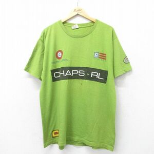 XL/古着 ラルフローレン チャップス 半袖 ビンテージ ブランド Tシャツ メンズ 90s ビッグロゴ コットン クルーネック 緑 グリーン spe 24m