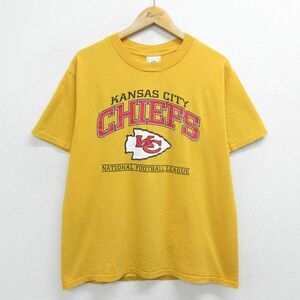 XL/古着 半袖 ビンテージ Tシャツ メンズ 00s NFL カンザスシティチーフス コットン クルーネック 黄色 イエロー アメフト スーパーボウル