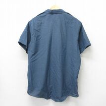 XL/古着 半袖 ワーク シャツ メンズ 90s 大きいサイズ 開襟 オープンカラー 紺 ネイビー 24mar08 中古 トップス_画像2