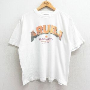 XL/古着 半袖 ビンテージ Tシャツ メンズ 00s ARUBA 大きいサイズ コットン クルーネック 白 ホワイト 24mar08 中古