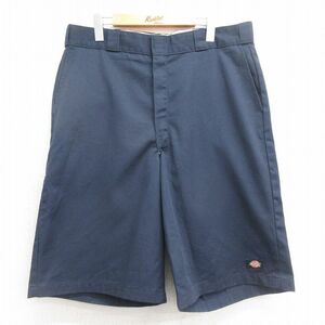 W37/古着 ディッキーズ Dickies ハーフ ワーク パンツ ショーツ メンズ 紺 ネイビー 24mar08 中古 ボトムス 短パン ショーパン