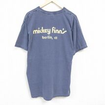 XL/古着 半袖 Tシャツ メンズ ミルキーフィン 大きいサイズ コットン クルーネック 薄紺 ネイビー 24mar08 中古_画像1