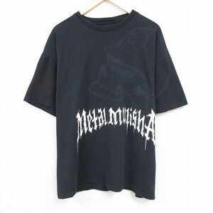 XL/古着 半袖 Tシャツ メンズ メタルマリーシャ 大きいサイズ コットン クルーネック 黒 ブラック 24mar08 中古