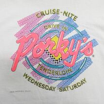 XL/古着 フルーツオブザルーム 半袖 ビンテージ Tシャツ メンズ 90s Porkys ドライブイン コットン クルーネック 白 ホワイト 24mar08 中古_画像3