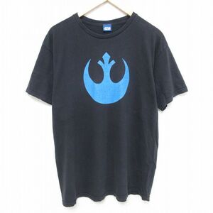 L/古着 半袖 Tシャツ メンズ スターウォーズ STAR WARS コットン クルーネック 黒 ブラック 24mar09 中古