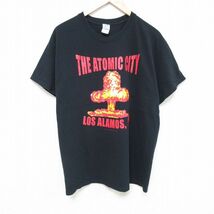 L/古着 半袖 Tシャツ メンズ THE ATOMIC CITY コットン クルーネック 黒 ブラック 24mar09 中古_画像1