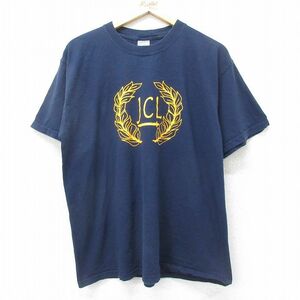 XL/古着 半袖 ビンテージ Tシャツ メンズ 00s JCL コットン クルーネック 紺 ネイビー 24mar09 中古