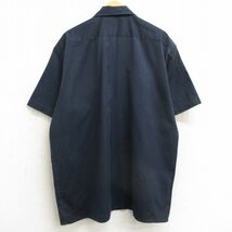 XL/古着 ディッキーズ Dickies 半袖 ワーク シャツ メンズ METRO 大きいサイズ ロング丈 紺 ネイビー 24mar09 中古 トップス_画像2