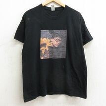 L/古着 半袖 ヒップホップ ラップ Tシャツ メンズ バッドバニー コットン クルーネック 黒 ブラック 24mar09 中古_画像1