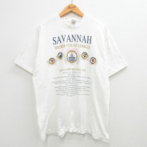 XL/古着 フルーツオブザルーム 半袖 ビンテージ Tシャツ メンズ 90s サバンナ モモ バラ コットン クルーネック 白 ホワイト 24mar09 中古