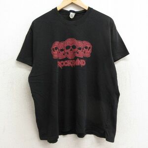 XL/古着 半袖 ビンテージ Tシャツ メンズ 00s ゲーム ロックバンド スカル 大きいサイズ コットン クルーネック 黒 ブラック spe 24mar11