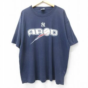 XL/古着 マジェスティック 半袖 ビンテージ Tシャツ メンズ 00s MLB ニューヨークヤンキース アレックスロドリゲス 大きいサイズ コットン