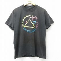 L/古着 フルーツオブザルーム 半袖 ビンテージ バンド Tシャツ 90s ロックンロールの殿堂 クルーネック 黒 ブラック 24mar11 中古 メンズ_画像1