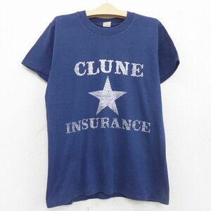 古着 半袖 ビンテージ Tシャツ キッズ ボーイズ 子供服 80s CLUNE 星 クルーネック 紺 ネイビー 22may13