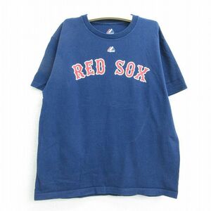 古着 マジェスティック 半袖 Tシャツ キッズ ボーイズ 子供服 MLB ボストンレッドソックス ダスティンペドロイア 15 コットン クルーネ