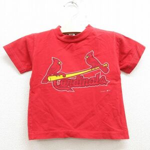 古着 半袖 ビンテージ Tシャツ キッズ ボーイズ 子供服 80s MLB セントルイスカージナルス マークマグワイア 25 クルーネック 赤 レッ