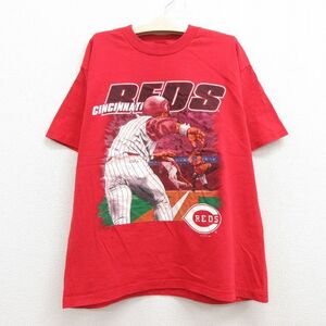 古着 半袖 ビンテージ Tシャツ キッズ ボーイズ 子供服 90s MLB シンシナティレッズ クルーネック 赤 レッド メジャーリーグ ベースボ
