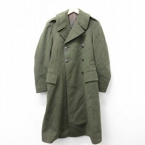 M/古着 長袖 ビンテージ ミリタリー コート メンズ 50s ロング丈 ウール 濃緑 グリーン 22nov24 中古 アウター