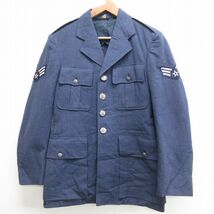 S/古着 長袖 ビンテージ ミリタリー ジャケット 将校服 ユニフォーム 50s ウール 紺 ネイビー 21oct25 中古 メンズ アウター フライト_画像1