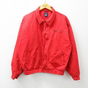 XL/古着 ギャップ GAP 長袖 ジャケット メンズ 90s 大きいサイズ ロング丈 赤 レッド 23nov09 中古 アウター ジャンパー ブルゾン