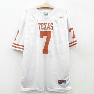 古着 ナイキ NIKE 半袖フットボール Tシャツ キッズ ボーイズ 子供服 テキサス メッシュ地 Vネック 白他 ホワイト ユニフォーム ゲーム