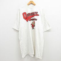古着 半袖 ビンテージ Tシャツ ワンピース レディース 90s オハイオバックアイズ 大きいサイズ ロング丈 コットン クルーネック 白 ホ_画像1