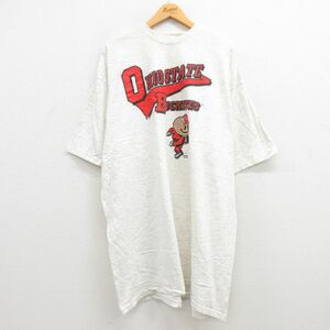 古着 半袖 ビンテージ Tシャツ ワンピース レディース 90s オハイオバックアイズ 大きいサイズ ロング丈 コットン クルーネック 白 ホ