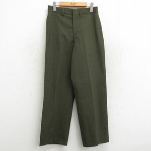 W29/古着 ミリタリー パンツ メンズ 80s 濃緑 グリーン 23nov08 中古 ボトムス ロング