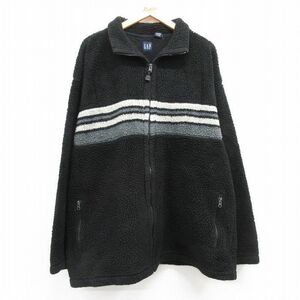 XL/古着 ギャップ GAP 長袖 フリース ジャケット 00s 大きいサイズ ロング丈 黒他 ブラック 23oct07 中古 メンズ アウター