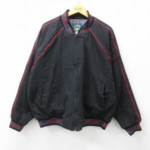 XL/古着 長袖 ジャケット メンズ 90s ラグラン 大きいサイズ 黒他 ブラック 内側ブランケット 23oct14 中古 アウター ジャンパー ブル