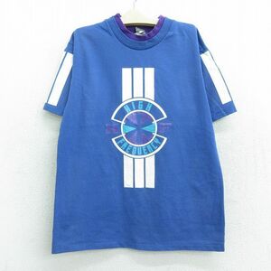 古着 半袖 ビンテージ Tシャツ キッズ ボーイズ 子供服 80s ハイフリークエンシー クルーネック 紺他 ネイビー 22jun22