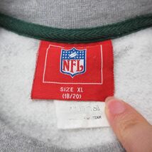 古着 長袖 スウェット キッズ ボーイズ 子供服 00s NFL グリーンベイパッカーズ 刺繍 クルーネック グレー 霜降り他 ライン アメフト_画像3