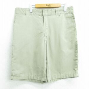 W36/古着 ディッキーズ Dickies ショート ワーク パンツ ショーツ メンズ リラックスフィット ベージュ カーキ 22may10 中古 ボトムス