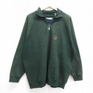 L/古着 ビューグルボーイ 長袖 ハーフジップ フリース ジャケット メンズ ワンポイントロゴ ラグラン 緑 グリーン 23nov22 中古 アウタ