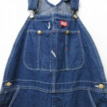 W36/古着 ディッキーズ Dickies オーバーオール メンズ 90s コットン 紺 ネイビー デニム 23jun02 中古 ボトムス_画像2