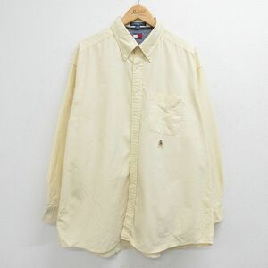 XL/古着 トミーヒルフィガー 長袖 ブランド シャツ メンズ 90s ワンポイントロゴ オックスフォード 大きいサイズ ロング丈 コットン ボ