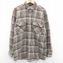 XL/古着 ダコタ 長袖 ヘビー フランネル シャツ メンズ 00s ロング丈 コットン 茶他 ブラウン チェック 23oct26 中古 トップス_画像1