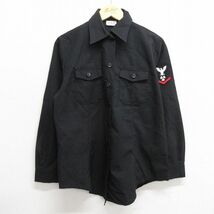 古着 長袖 ミリタリー シャツ レディース 90s 鳥 黒 ブラック 23dec25 中古 ブラウス トップス_画像1