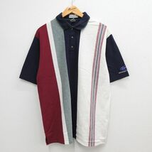 XL/古着 マンシングウェア 半袖 ポロ シャツ メンズ 90s carrier 鹿の子 コットン 紺他 ネイビー 23apr28 中古 トップス_画像1