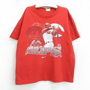 古着 ナイキ NIKE 半袖 ビンテージ Tシャツ キッズ ボーイズ 子供服 00s MLB シンシナティレッズ ブランドンフィリップス コットン ク