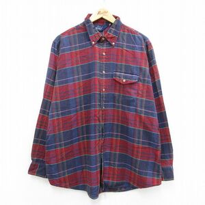 XL/古着 ウールリッチ 長袖 フランネル シャツ メンズ 90s 大きいサイズ ボタンダウン 紺他 ネイビー チェック 23sep27 中古 トップス